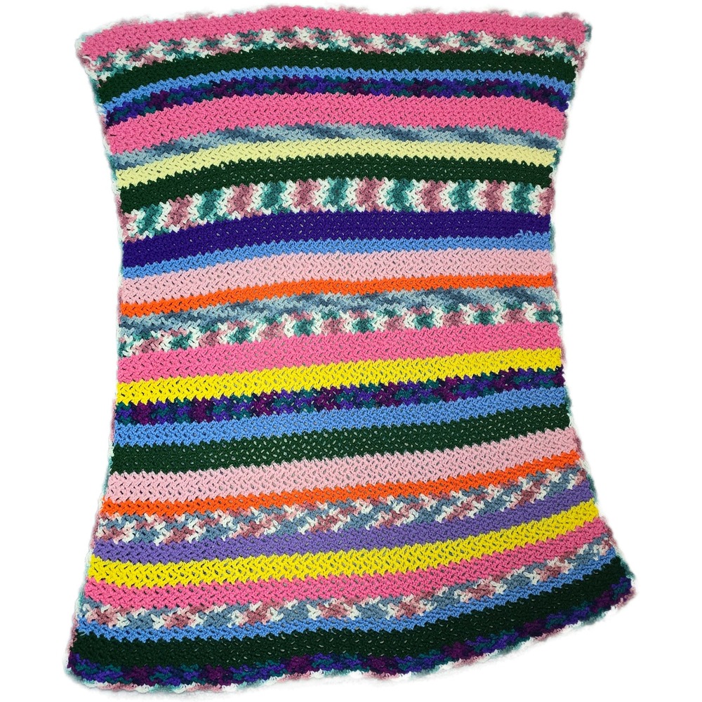 Crochet Striped Blanket Unisex Multicolor Handmade Boho lap ThrowCottage core